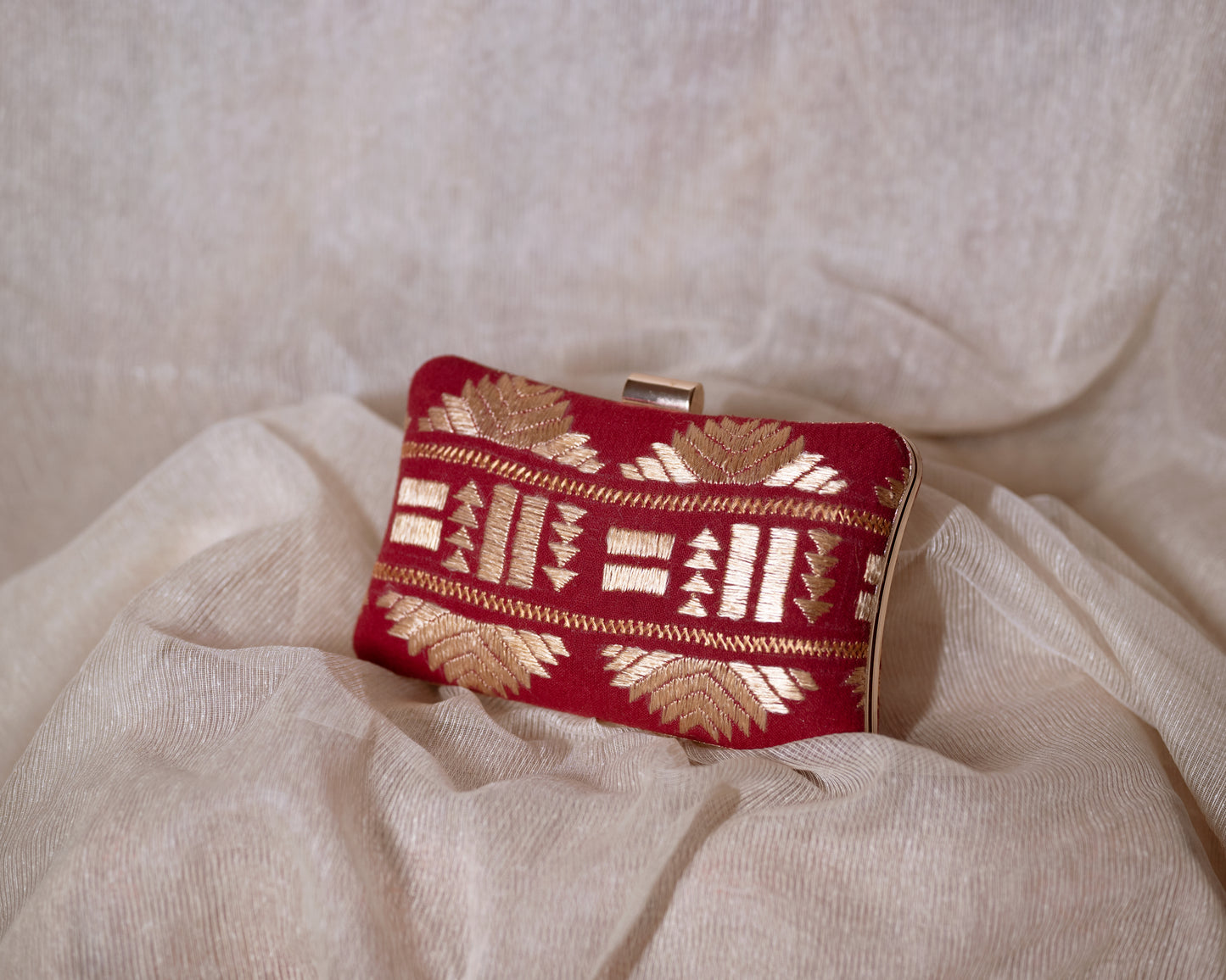 Phulkari curve clutch  - Pehla purse